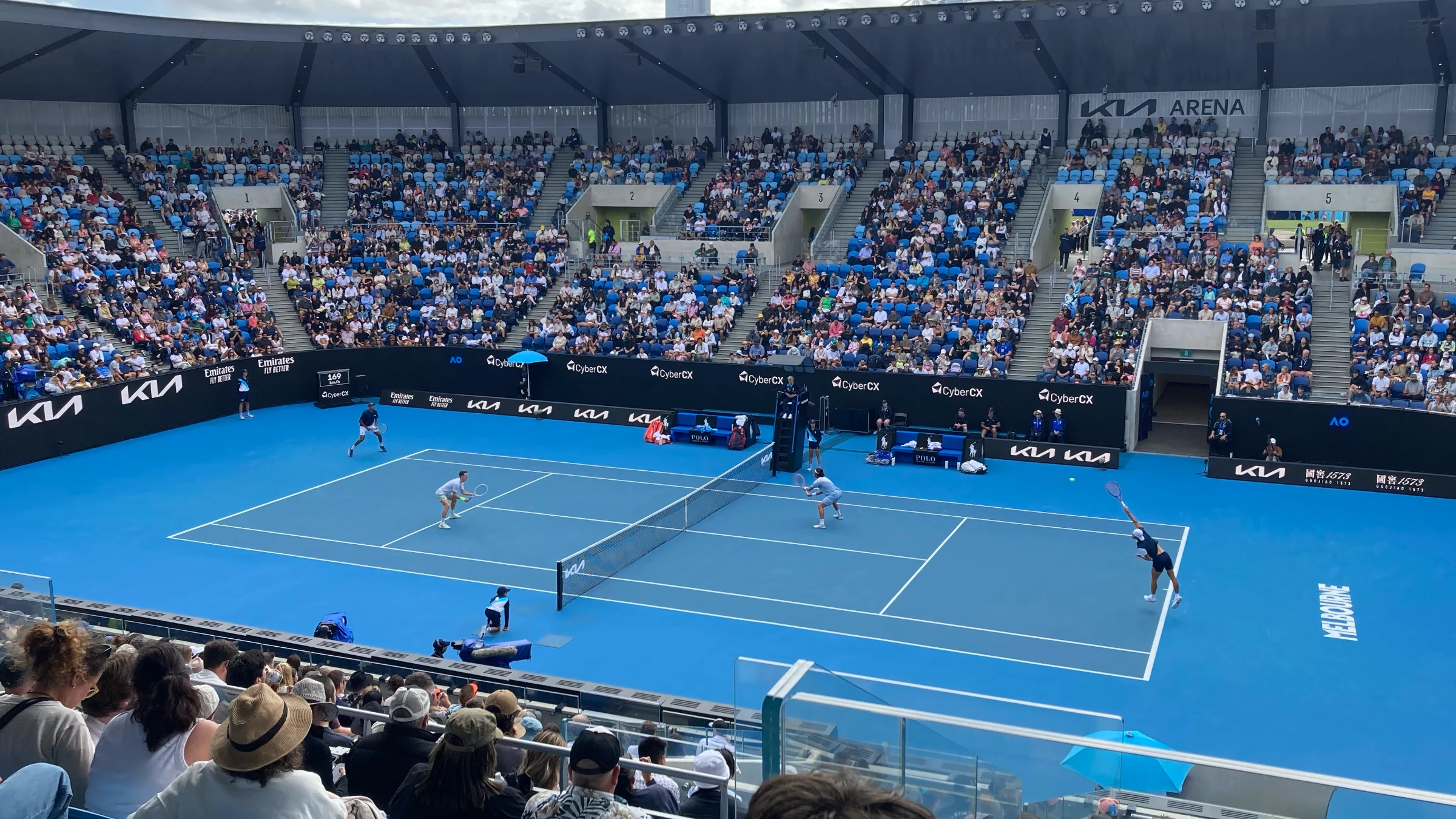 A mens-doubles match at the Australian Open 2024.